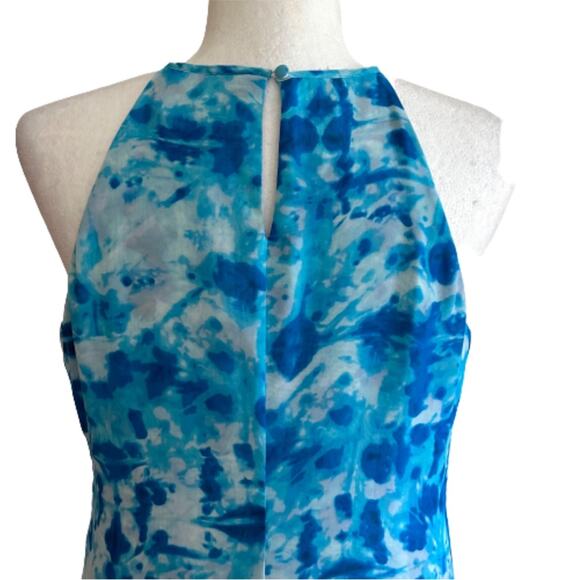 Calvin Klein Dress Blue Watercolor Sleeveless Knee Length Shift Trapeze Size 4 - Picture 6 of 12